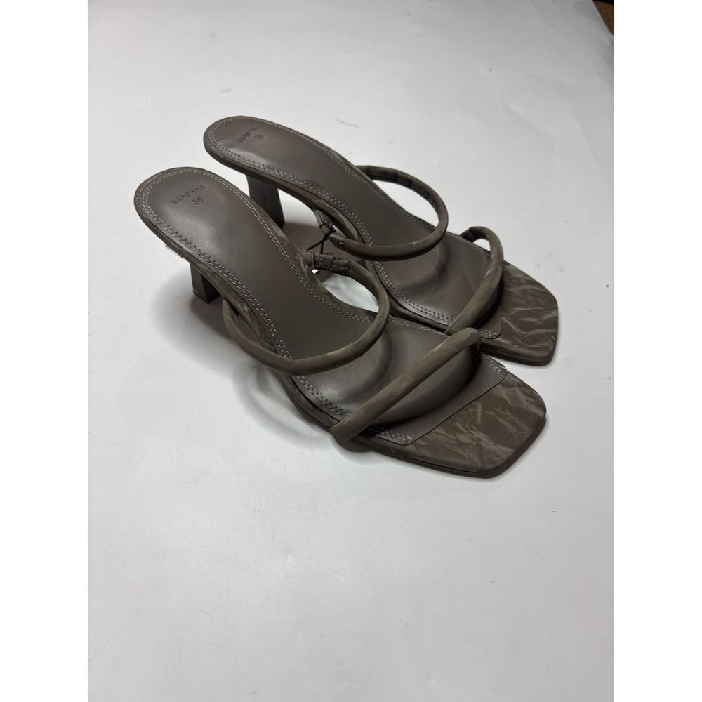 Bershka Shoes‎ Womens 7.5 EU 38 Gray Strappy Block Heel Sandals Airfit Summer